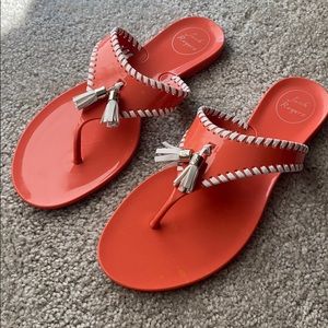 Jack Rogers Alana coral jelly tassel flip flops 8